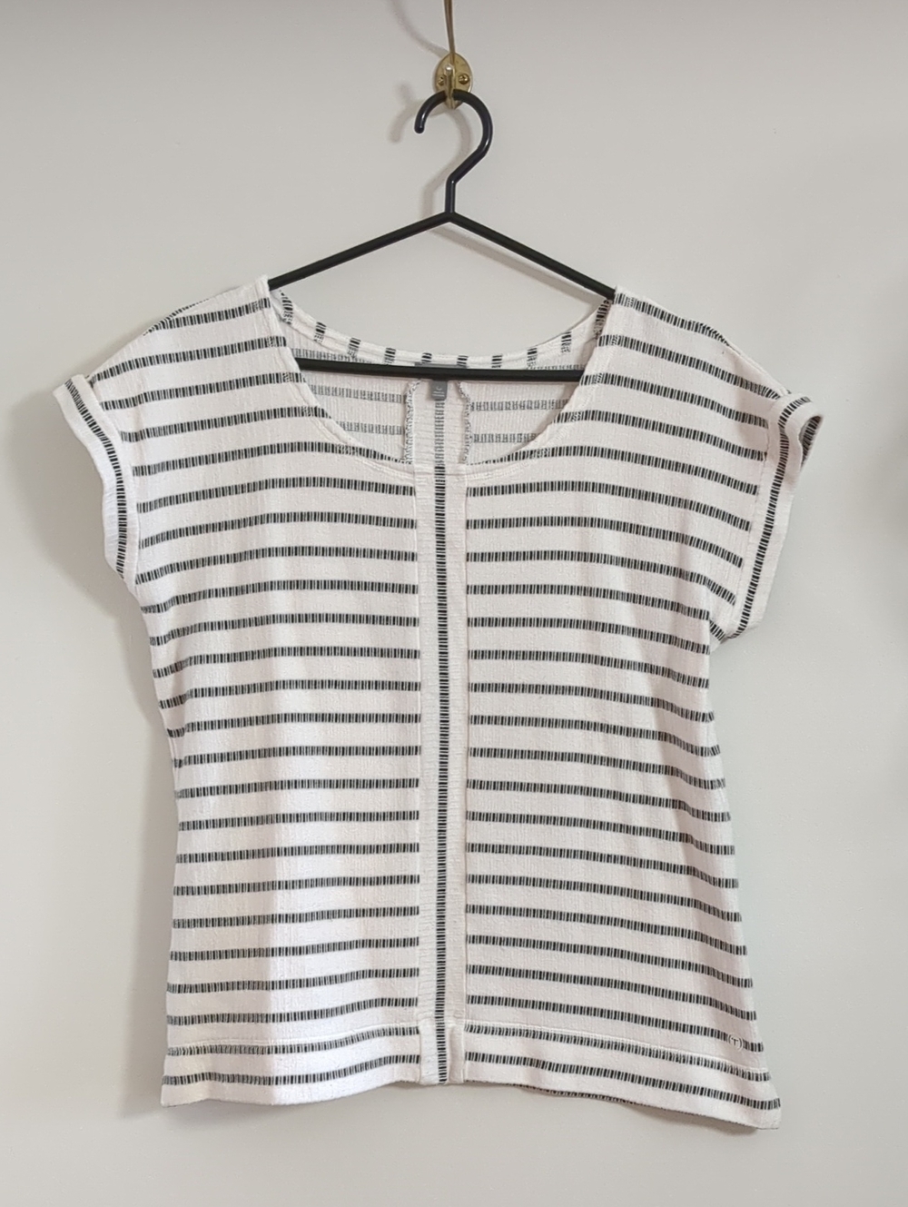 Talbots White Top with Black Stripes